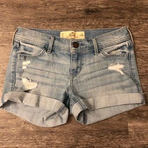 Light wash jean shorts